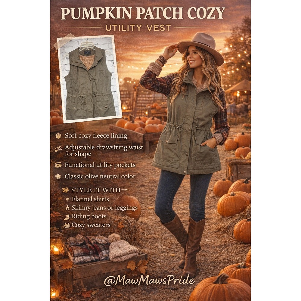COZY CABIN UTILITY VEST  LAYER‎ UP IN EFFORTLESS STYLE western boho size small